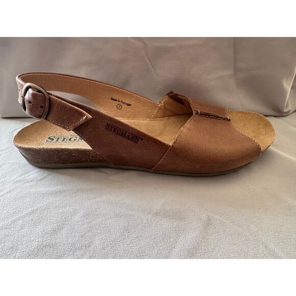 Stegmann Leather Slingback Comfort Sandals Brown Made in Portugal Size 7 - Picture 3 of 7